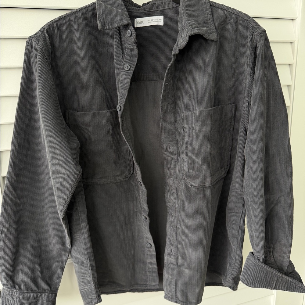 Zara Men's Dark Gray Corduroy Shirt Jacket